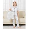 imageDIPUG 3 Piece Girls Silk Pajamas Set Soft Satin PJs Sleepwear for Comfortable NightsWhite