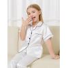 imageDIPUG 3 Piece Girls Silk Pajamas Set Soft Satin PJs Sleepwear for Comfortable NightsWhite