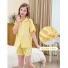 imageDIPUG Girls Pajamas Set Satin Short Sleeve Pjs with Ruffle Trim Soft Silky Sleepwear for AgesYellow