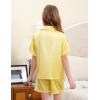 imageDIPUG Girls Pajamas Set Satin Short Sleeve Pjs with Ruffle Trim Soft Silky Sleepwear for AgesYellow