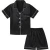 imageDIPUG Girls Silk Pajamas Set Satin Pjs for Kids Comfortable Nights SleepwearBlack