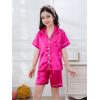 imageDIPUG Girls Silk Pajamas Set Satin Pjs for Kids Comfortable Nights SleepwearHot Pink