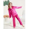imageDIPUG Girls Silk Pajamas Set Satin Pjs for Kids Comfortable Nights SleepwearHot Pink