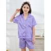 imageDIPUG Girls Silk Pajamas Set Satin Pjs for Kids Comfortable Nights SleepwearLight Lavender