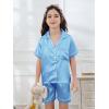 imageDIPUG Girls Silk Pajamas Set Satin Pjs for Kids Comfortable Nights SleepwearMidium Blue