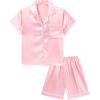 imageDIPUG Girls Silk Pajamas Set Satin Pjs for Kids Comfortable Nights SleepwearPink