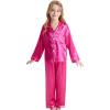 imageDIPUG Girls Silk Pajamas Set Satin Pjs for Kids Comfortable Nights SleepwearHot Pink