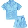 imageDIPUG Girls Silk Pajamas Set Satin Pjs for Kids Comfortable Nights SleepwearMidium Blue
