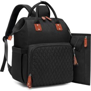 imageDiaper Bag Backpack for Baby Girl Boy Travel Unisex Design with Pacifier Case Theft Pocket Changing Pad Durable Oxford Fabric Paaleras Para Bebe for Mom Dad BlackBlack