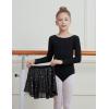image:imageDIPUG Long Sleeve Ballet Leotards for Girls Dance Dress Removable Skirt with Shiny StarBlack