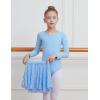 image:imageDIPUG Long Sleeve Ballet Leotards for Girls Dance Dress Removable Skirt with Shiny StarBlue
