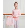 image:imageDIPUG Long Sleeve Ballet Leotards for Girls Dance Dress Removable Skirt with Shiny StarPink