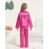 image:imageDIPUG Girls Pajamas Satin Long Sleeve Sleepwear Set Silky Feel Pjs for Kids Ages 4 to 13Hot Pink