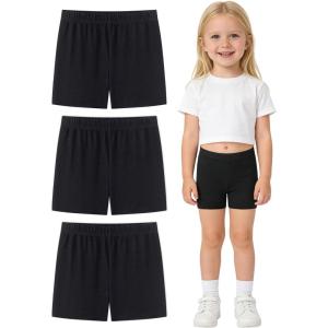 image:imageDIPUG Toddler Girls Biker Shorts 3 Pack Cartwheel Shorts for Girls Under Dress Shorts for Skirts Dance Tumbling 3T7YBlackBlackBlack