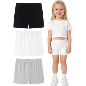image:imageDIPUG Toddler Girls Biker Shorts 3 Pack Cartwheel Shorts for Girls Under Dress Shorts for Skirts Dance Tumbling 3T7YBlackWhiteLight Heather Gray