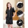 image:imageDIPUG Girls Satin Pajamas Ruffle Short Sleeve Pjs Set Silky Button Down Summer Sleepwear for Kids 612YBlack
