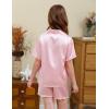 image:imageDIPUG Girls Satin Pajamas Ruffle Short Sleeve Pjs Set Silky Button Down Summer Sleepwear for Kids 612YPink