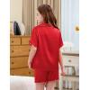 image:imageDIPUG Girls Satin Pajamas Ruffle Short Sleeve Pjs Set Silky Button Down Summer Sleepwear for Kids 612YRed