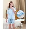 image:imageDIPUG Girls Satin Pajamas Ruffle Short Sleeve Pjs Set Silky Button Down Summer Sleepwear for Kids 612YSky Blue