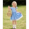 image:imageDIPUG Girls Tulle Dress Casual Birthday Party Flower Girl Summer Dresses Polka Dot Bow amp Flutter Sleeves 512YBlue