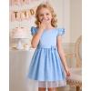 image:imageDIPUG Girls Tulle Dress Casual Birthday Party Flower Girl Summer Dresses Polka Dot Bow amp Flutter Sleeves 512YBlue