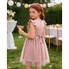 image:imageDIPUG Girls Tulle Dress Casual Birthday Party Flower Girl Summer Dresses Polka Dot Bow amp Flutter Sleeves 512YPink