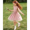 image:imageDIPUG Girls Tulle Dress Casual Birthday Party Flower Girl Summer Dresses Polka Dot Bow amp Flutter Sleeves 512YPink