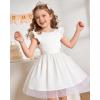 image:imageDIPUG Girls Tulle Dress Casual Birthday Party Flower Girl Summer Dresses Polka Dot Bow amp Flutter Sleeves 512YWhite