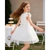 image:imageDIPUG Girls Tulle Dress Casual Birthday Party Flower Girl Summer Dresses Polka Dot Bow amp Flutter Sleeves 512YWhite