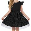 image:imageDIPUG Girls Tulle Dress Casual Birthday Party Flower Girl Summer Dresses Polka Dot Bow amp Flutter Sleeves 512YBlack