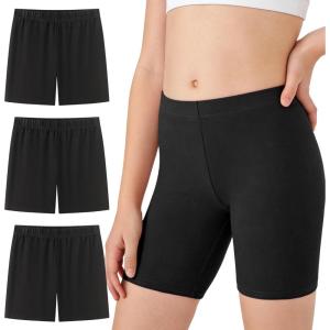 image:imageDIPUG Girls Biker Shorts 3 Pack Cotton Cartwheel Shorts for Under Dress Dance Gym 616YBlackBlackBlack