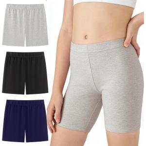 image:imageDIPUG Girls Biker Shorts 3 Pack Cotton Cartwheel Shorts for Under Dress Dance Gym 616YBlackNavyLight Heather Gray