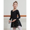 image:imageDIPUG Long Sleeve Ballet Leotards for Girls Dance Leotards Shiny ButterflyBlack