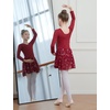 image:imageDIPUG Long Sleeve Ballet Leotards for Girls Dance Leotards Shiny ButterflyRed