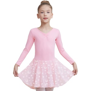 image:imageDIPUG Long Sleeve Ballet Leotards for Girls Dance Leotards Shiny ButterflyPink