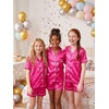 image:imageDIPUG Girls Pajamas Silk PJs Pink Short Sleeve Set Sleepover Party 413Y  Perfect for Birthday Gifts Holidays Celebrations and Everyday Comfort3hot Pink