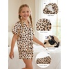 image:imageDIPUG Girls Pajamas Silk PJs Pink Short Sleeve Set Sleepover Party 413Y  Perfect for Birthday Gifts Holidays Celebrations and Everyday ComfortHeart Leopard