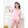 image:imageDIPUG Girls Pajamas Silk PJs Pink Short Sleeve Set Sleepover Party 413Y  Perfect for Birthday Gifts Holidays Celebrations and Everyday ComfortPink