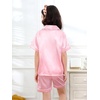 image:imageDIPUG Girls Pajamas Silk PJs Pink Short Sleeve Set Sleepover Party 413Y  Perfect for Birthday Gifts Holidays Celebrations and Everyday ComfortPink