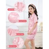 image:imageDIPUG Girls Pajamas Silk PJs Pink Short Sleeve Set Sleepover Party 413Y  Perfect for Birthday Gifts Holidays Celebrations and Everyday ComfortPink