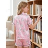 image:imageDIPUG Girls Pajamas Silk PJs Pink Short Sleeve Set Sleepover Party 413Y  Perfect for Birthday Gifts Holidays Celebrations and Everyday ComfortWhite Cat