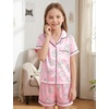 image:imageDIPUG Girls Pajamas Silk PJs Pink Short Sleeve Set Sleepover Party 413Y  Perfect for Birthday Gifts Holidays Celebrations and Everyday ComfortWhite Cat