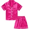 image:imageDIPUG Girls Pajamas Silk PJs Pink Short Sleeve Set Sleepover Party 413Y  Perfect for Birthday Gifts Holidays Celebrations and Everyday ComfortHot Pink