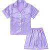 image:imageDIPUG Girls Pajamas Silk PJs Pink Short Sleeve Set Sleepover Party 413Y  Perfect for Birthday Gifts Holidays Celebrations and Everyday ComfortLight Lavender
