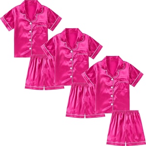 image:imageDIPUG Girls Pajamas Silk PJs Pink Short Sleeve Set Sleepover Party 413Y  Perfect for Birthday Gifts Holidays Celebrations and Everyday Comfort3hot Pink