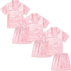 image:imageDIPUG Girls Pajamas Silk PJs Pink Short Sleeve Set Sleepover Party 413Y  Perfect for Birthday Gifts Holidays Celebrations and Everyday Comfort3pink