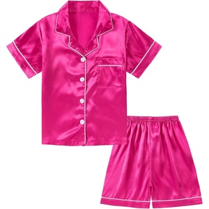 image:imageDIPUG Girls Pajamas Silk PJs Pink Short Sleeve Set Sleepover Party 413Y  Perfect for Birthday Gifts Holidays Celebrations and Everyday ComfortHot Pink