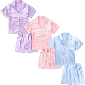 image:imageDIPUG Girls Pajamas Silk PJs Pink Short Sleeve Set Sleepover Party 413Y  Perfect for Birthday Gifts Holidays Celebrations and Everyday ComfortPinkpurpleblue